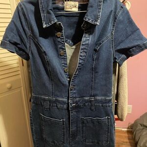 Show Me Your MuMu Navy Denim Jumpsuit